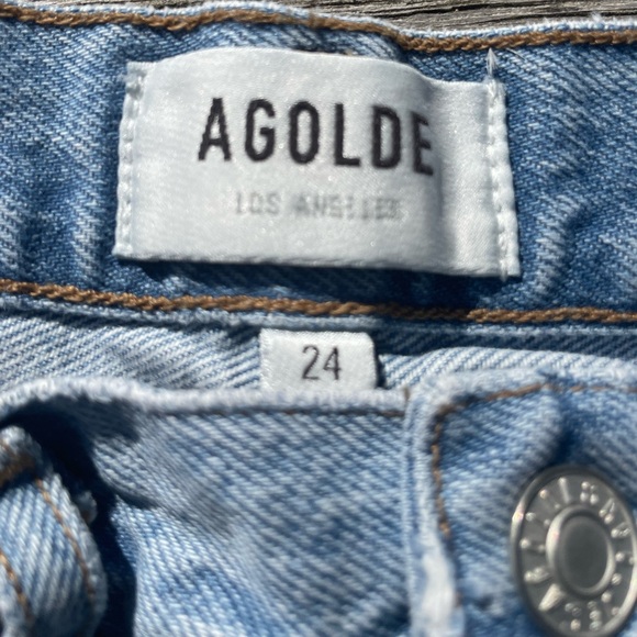 AGOLDE Cherie High Rise Straight Jeans in Merit Size 24 Distressed Hem Denim - Picture 9 of 16